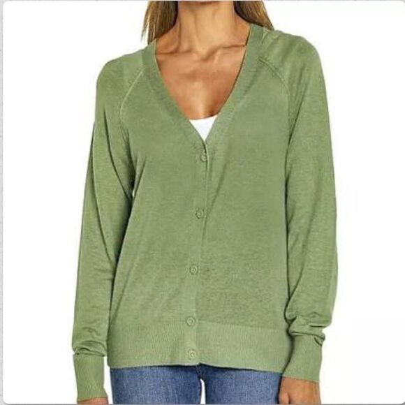 GAP Light Green Linen Blend Button-Up Cardigan, Size XL, NWT - Picture 1 of 8
